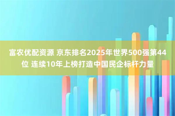 富农优配资源 京东排名2025年世界500强第44位 连续10年上榜打造中国民企标杆力量